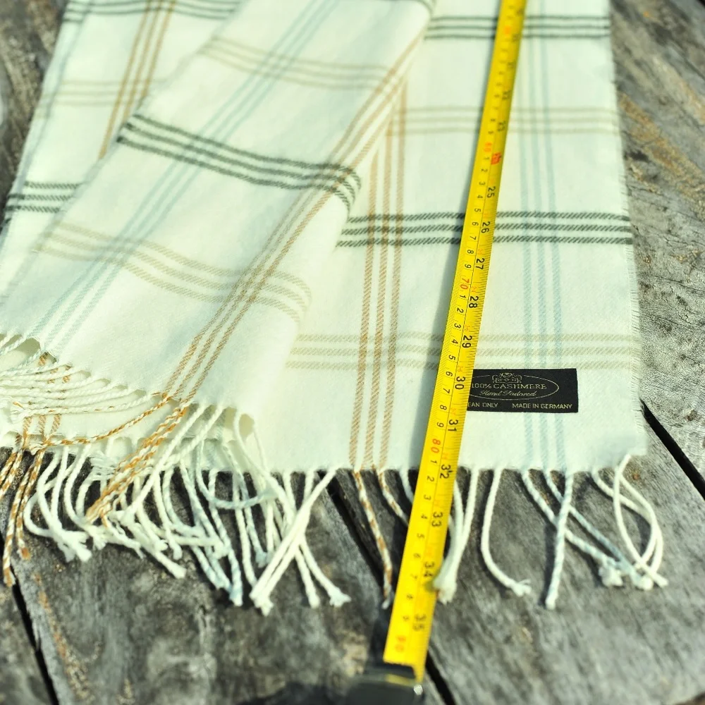 Men's Plaid Luxury Brand's Pattern Fringes 100% Cashmere
